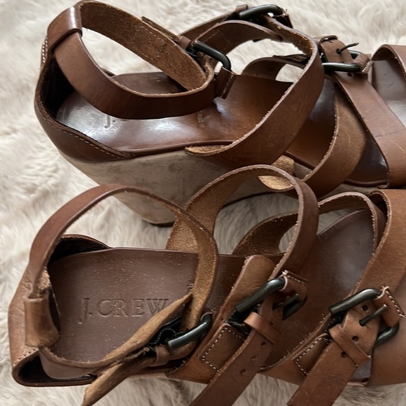J. Crew Brown Suede & Leather Platform Wedges - Picture 3 of 7